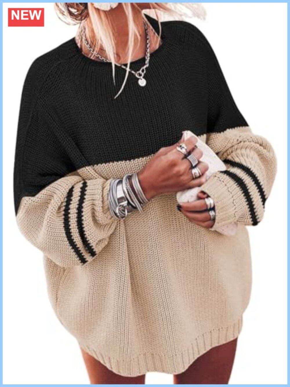 Oversized Chunky Knit Mock Neck Batwing Sweater Pullover